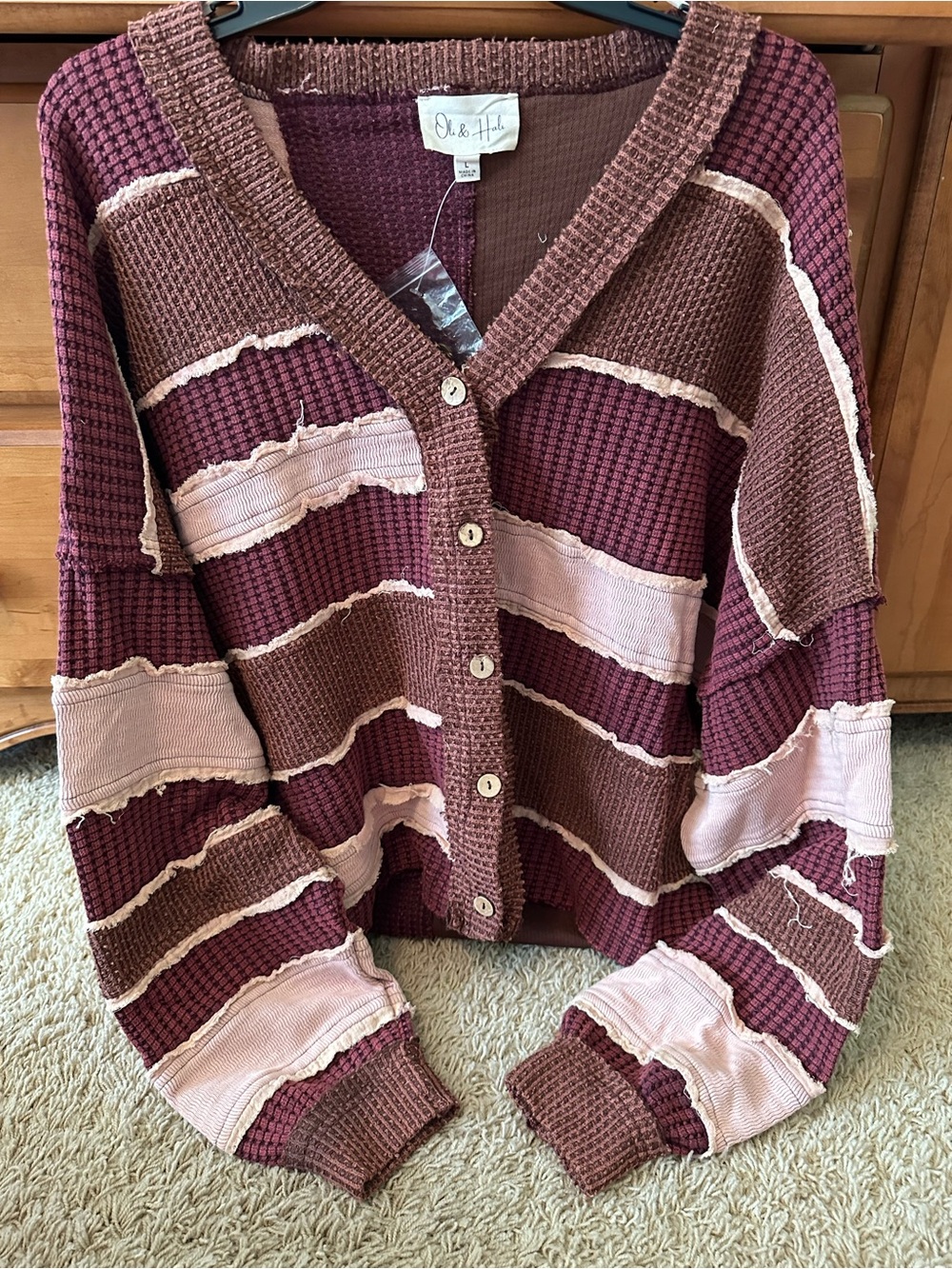 NWOT OLI & HALI MINERAL WASHED COLOR BLOCK CARDI